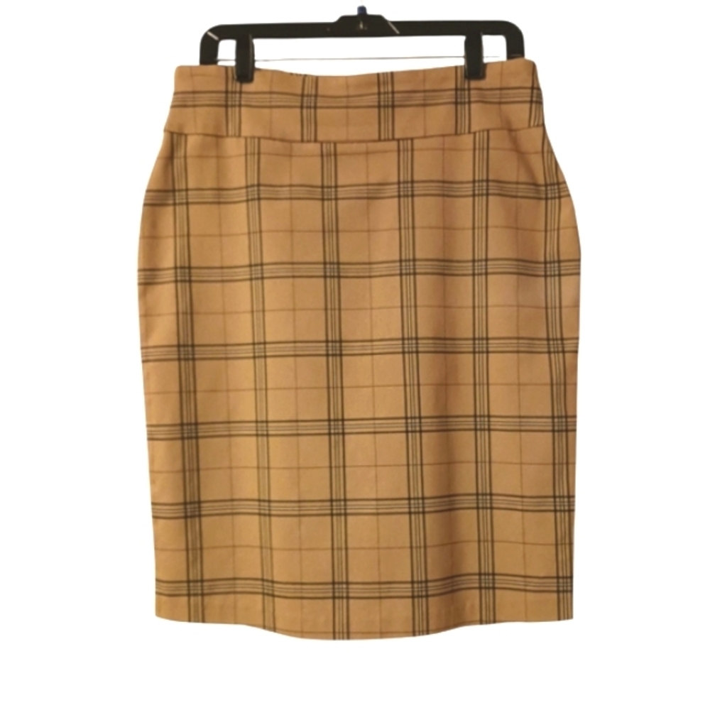 Y2K Soho Plaid Tan Pencil Skirt Tartan